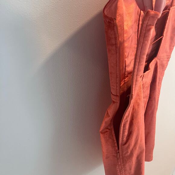 Free People Orange Velvet Antoinette Mini Dress Size S - Picture 4 of 10